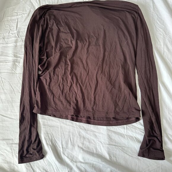 Lululemon Modal-Silk Blend V-Neck Long-Sleeve Shirt Espresso - Picture 6 of 6